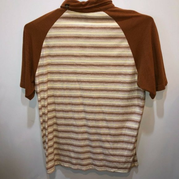 Reef Mens XL Brown Striped Short Sleeve Polo Shirt - Picture 5 of 8